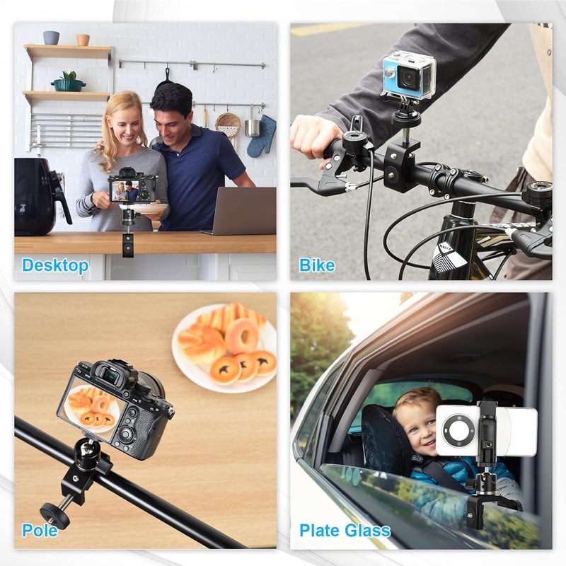 UTEBIT C Clamp Camera Mount Tripod with Mini Ball Head Desk Clamps（1/4 Thread Hole） C Clamp Mount with 1/4" Hot Shoe Compatible for Camera Woodworking Desktop - Image 5